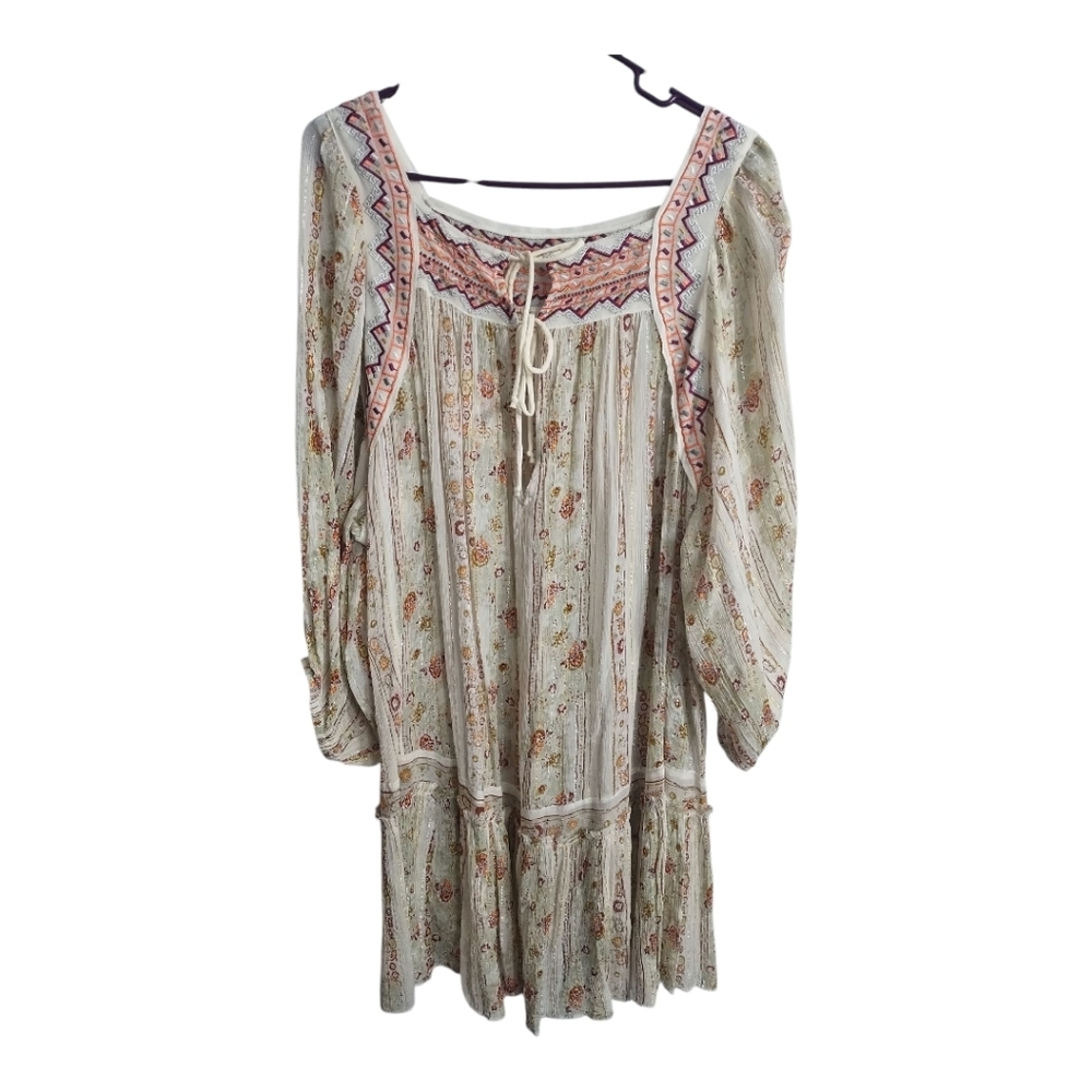 Free People Dance Magic Embroidered Yoke Flowy Boho Festival Hippie Tunic L - Picture 5 of 12